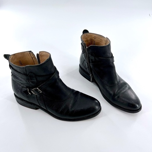 FRYE Jayden cross strap motorcycle boot black leather size 8 B - Picture 4 of 16